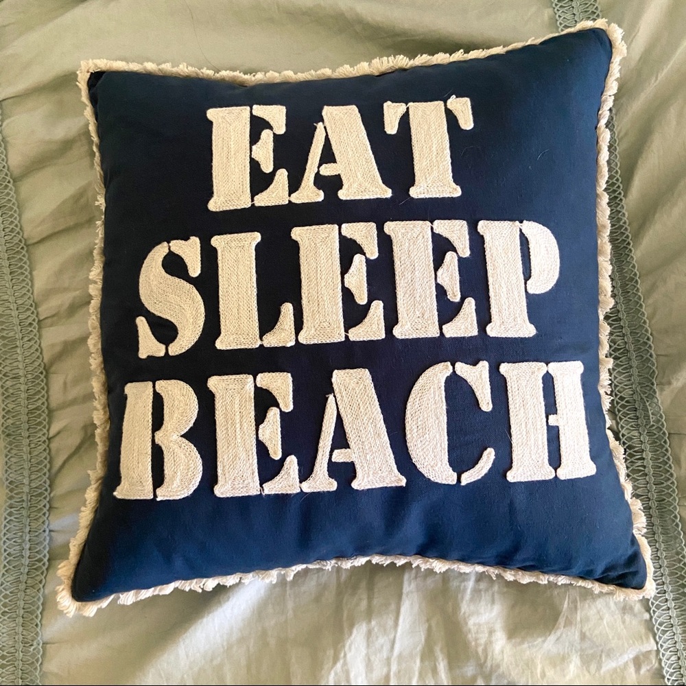 Eat Sleep Beach decorative pillow